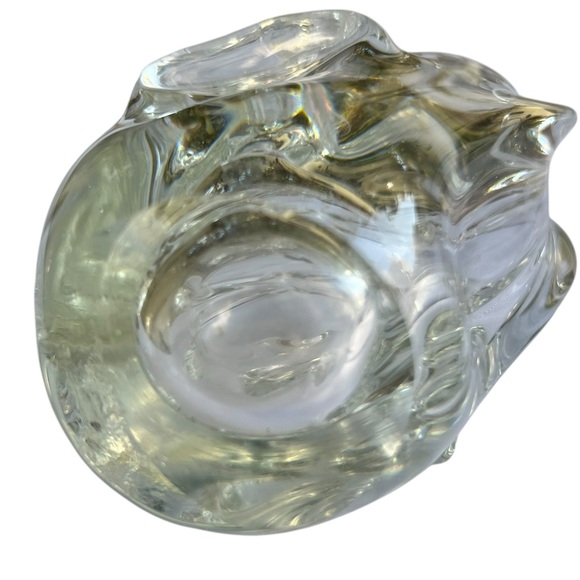 Murano Art Glass Basket Split Handle Hand Blown Clear Art Glass Vintage Abstract - Picture 5 of 9